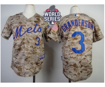 Youth New York Mets #3 Curtis Granderson Camo Alternate Cool Base W 2015 World Series Patch Stitched MLB Jersey