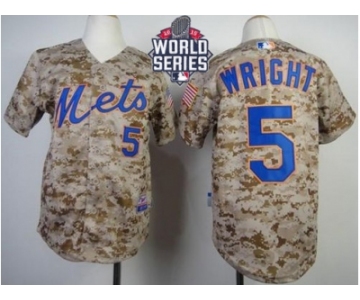 Youth New York Mets #5 David Wright Camo Alternate Cool Base W 2015 World Series Patch Stitched MLB Jersey