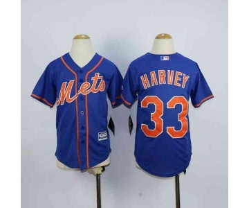 youth mlb jerseys new york mets #33 harvey blue[number orange]