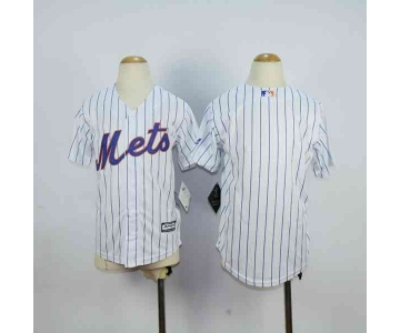 youth mlb jerseys new york mets blank white(blue strip)