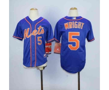 youth mlb new york mets #5 david wright blue(number orange)