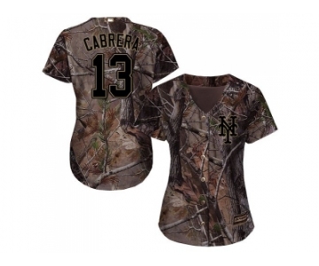 Women New York Mets #13 Asdrubal Cabrera Camo Realtree Collection Cool Base Stitched MLB Jersey