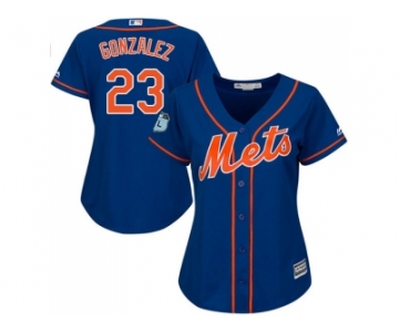 Women New York Mets #23 Adrian Gonzalez Blue Alternate Stitched MLB Jersey