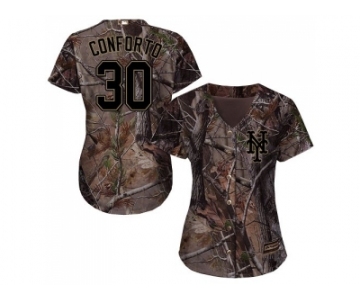 Women New York Mets #30 Michael Conforto Camo Realtree Collection Cool Base Stitched MLB Jersey