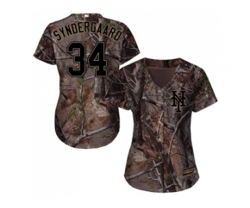 Women New York Mets #34 Noah Syndergaard Camo Realtree Collection Cool Base Stitched MLB Jersey