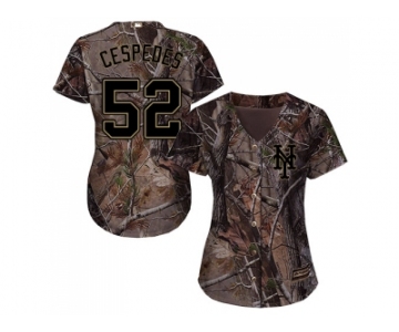Women New York Mets #52 Yoenis Cespedes Camo Realtree Collection Cool Base Stitched MLB Jersey