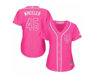 Women's Majestic New York Mets #45 Zack Wheeler Replica Pink Fashion Cool Base MLB Jersey