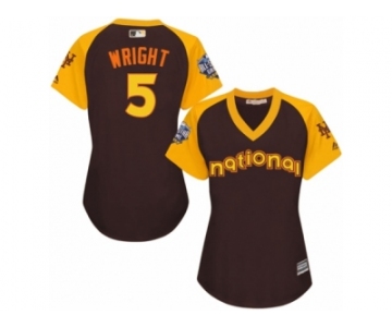 Women's Majestic New York Mets #5 David Wright Authentic Brown 2016 All-Star National League BP Cool Base MLB Jersey