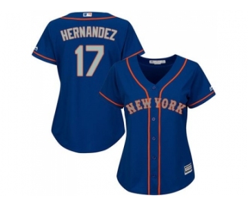 Women's New York Mets #17 Keith Hernandez Blue(Grey NO.) Alternate Stitched MLB Jersey