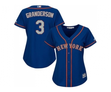 Women's New York Mets #3 Curtis Granderson Blue(Grey NO.) Alternate Stitched MLB Jersey