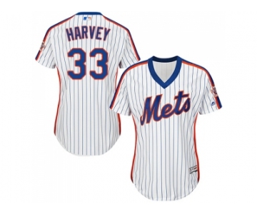 Women's New York Mets #33 Matt Harvey White(Blue Strip) Alternate Stitched MLB Jersey