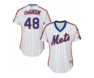 Women's New York Mets #48 Jacob deGrom White(Blue Strip) Alternate Stitched MLB Jersey