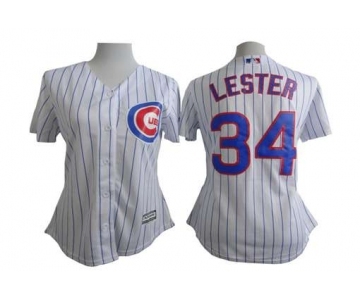 women mlb jerseys chicago cubs #34 lester white[blue strip][lester]