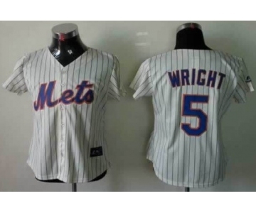women mlb jerseys new york mets #5 wricht cream(blue strip)