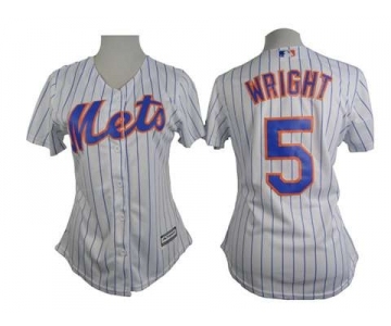 women mlb jerseys new york mets #5 wricht white[blue strip]