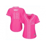 Wome Majestic Milwaukee Brewers #12 Stephen Vogt Replica Pink Fashion Cool Base MLB Jersey