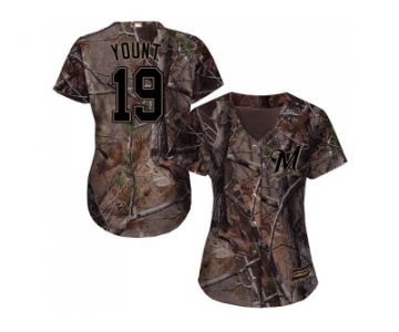 Women Milwaukee Brewers #19 Robin Yount Camo Realtree Collection Cool Base Stitched MLB Jersey