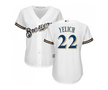 Women Milwaukee Brewers #22 Christian Yelich White Home Stitched MLB Jersey