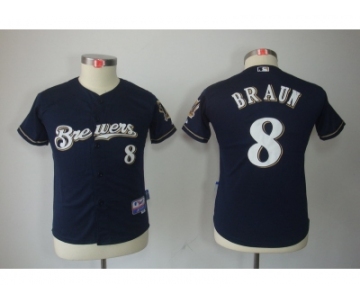 Women Milwaukee Brewers #8 Ryan Braun Blue jerseys