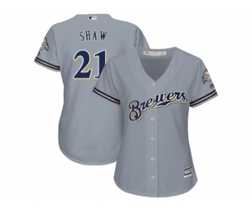 Women's Milwaukee Brewers #21 Travis Shaw Grey Road Stitched MLB Jersey
