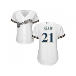 Women's Milwaukee Brewers #21 Travis Shaw White Home Stitched MLB Jersey