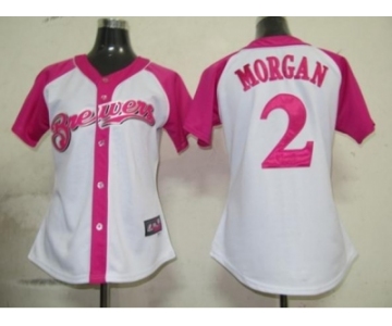 women mlb milwaukee brewers #2 morgan white pink[2012]