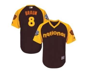 Youth Majestic Milwaukee Brewers #8 Ryan Braun Authentic Brown 2016 All-Star National League BP Cool Base MLB Jersey