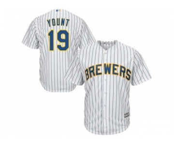 Youth Milwaukee Brewers #19 Robin Yount White Strip Cool Base Stitched MLB Jersey