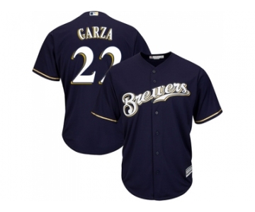 Youth Milwaukee Brewers #22 Matt Garza Navy blue Cool Base Stitched MLB Jersey