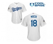Youth Majestic Los Angeles Dodgers #18 Kenta Maeda Replica White Home 2017 World Series Bound Cool Base MLB Jersey
