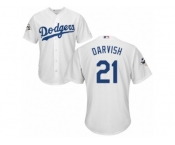 Youth Majestic Los Angeles Dodgers #21 Yu Darvish Replica White Home 2017 World Series Bound Cool Base MLB Jersey
