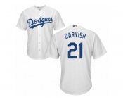 Youth Majestic Los Angeles Dodgers #21 Yu Darvish Replica White Home Cool Base MLB Jersey