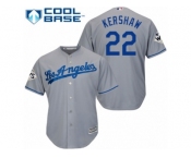 Youth Majestic Los Angeles Dodgers #22 Clayton Kershaw Replica Grey Road 2017 World Series Bound Cool Base MLB Jersey