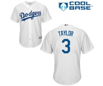 Youth Majestic Los Angeles Dodgers #3 Chris Taylor Authentic White Home Cool Base MLB Jersey