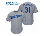 Youth Majestic Los Angeles Dodgers #31 Joc Pederson Replica Grey Road 2017 World Series Bound Cool Base MLB Jersey