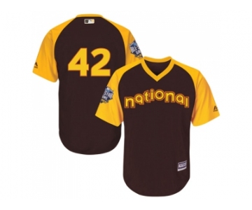 Youth Majestic Los Angeles Dodgers #42 Jackie Robinson Authentic Brown 2016 All-Star National League BP Cool Base MLB Jersey