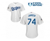 Youth Majestic Los Angeles Dodgers #74 Kenley Jansen Replica White Home 2017 World Series Bound Cool Base MLB Jersey
