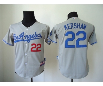 youth mlb jerseys los angeles dodgers #22 kershaw grey