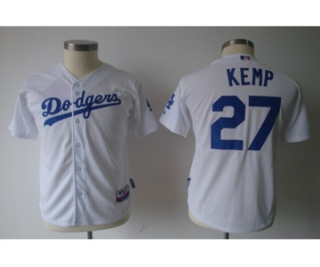 youth mlb jerseys los angeles dodgers #27 kemp white