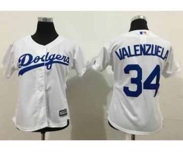 Women Los Angeles Dodgers #34 Fernando Valenzuela White Lady Fashion Stitched Baseball Jersey