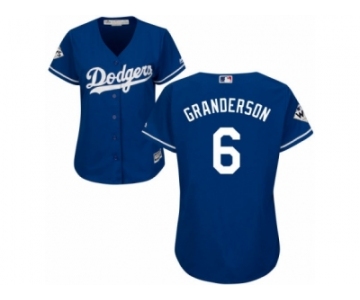 Women Majestic Los Angeles Dodgers #6 Curtis Granderson Replica Royal Blue Alternate 2017 World Series Bound Cool Base MLB Jersey