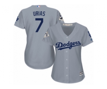 Women Majestic Los Angeles Dodgers #7 Julio Urias Authentic Grey Road 2017 World Series Bound Cool Base MLB Jersey