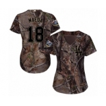 Women's Majestic Los Angeles Dodgers #18 Kenta Maeda Authentic Camo Realtree Collection Flex Base 2018 World Series MLB Jersey