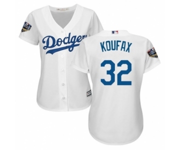 Women's Majestic Los Angeles Dodgers #32 Sandy Koufax Authentic White Home Cool Base 2018 World Series MLB Jersey