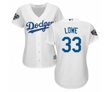Women's Majestic Los Angeles Dodgers #33 Mark Lowe Authentic White Home Cool Base 2018 World Series MLB Jersey