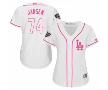 Women's Majestic Los Angeles Dodgers #74 Kenley Jansen Authentic White Fashion Cool Base 2018 World Series MLB Jersey