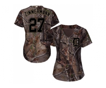 Women Detroit Tigers #27 Jordan Zimmermann Camo Realtree Collection Cool Base Stitched MLB Jersey