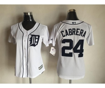 Women's Detroit Tigers #24 Miguel Cabrera Majestic White Cool Base Player Jersey