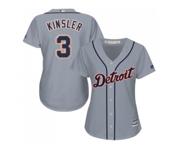 Women's Detroit Tigers #3 Ian Kinsler Grey Road Stitched MLB Jersey
