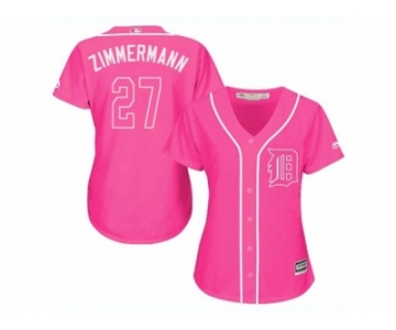 Women's Majestic Detroit Tigers #27 Jordan Zimmermann Replica Pink Fashion Cool Base MLB Jersey